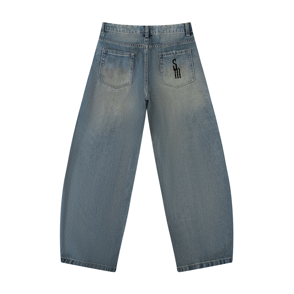 Men's Distressed Barrel Leg Jeans