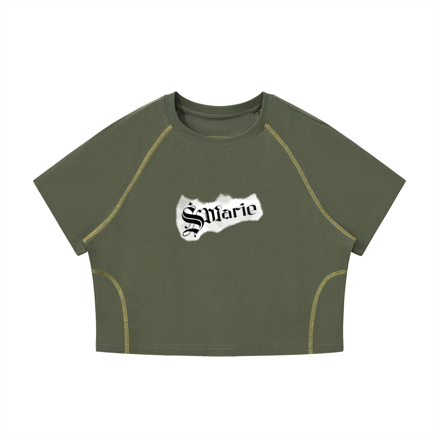 Women's Contrast Stitch Raglan Crop T-Shirt