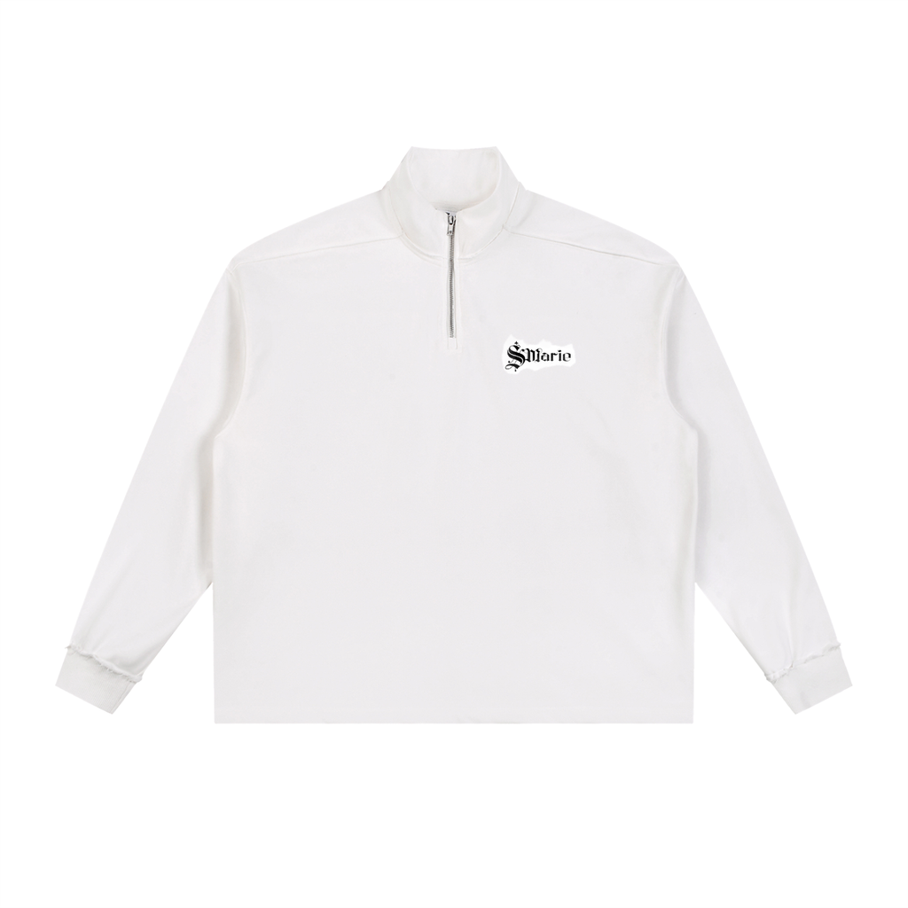 Half-Zip Rolled Edge Fleece Sweatshirt
