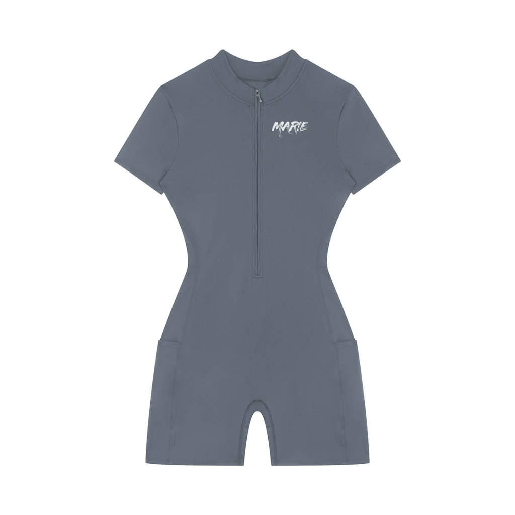 Women's Quarter-Zip Short Sleeve Romper