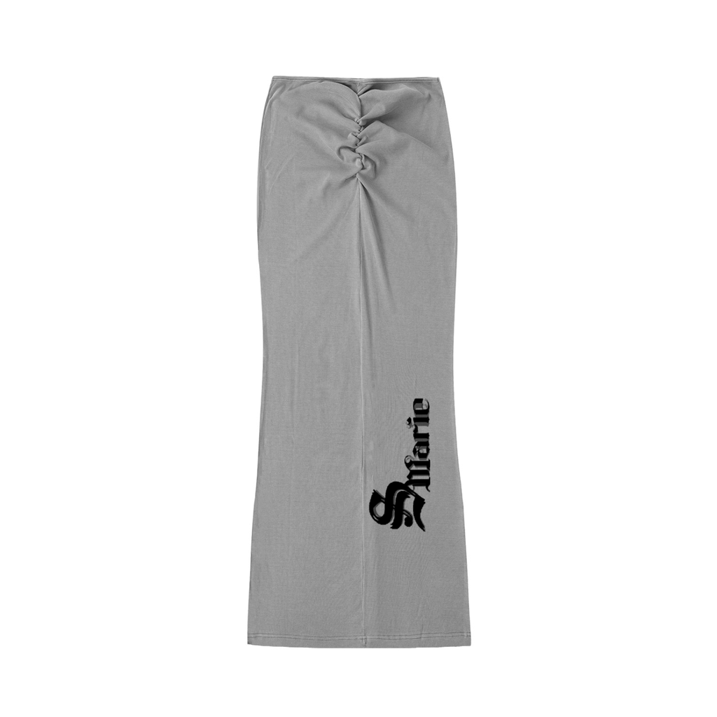 Dyed Washed Drawstring Maxi Skirt