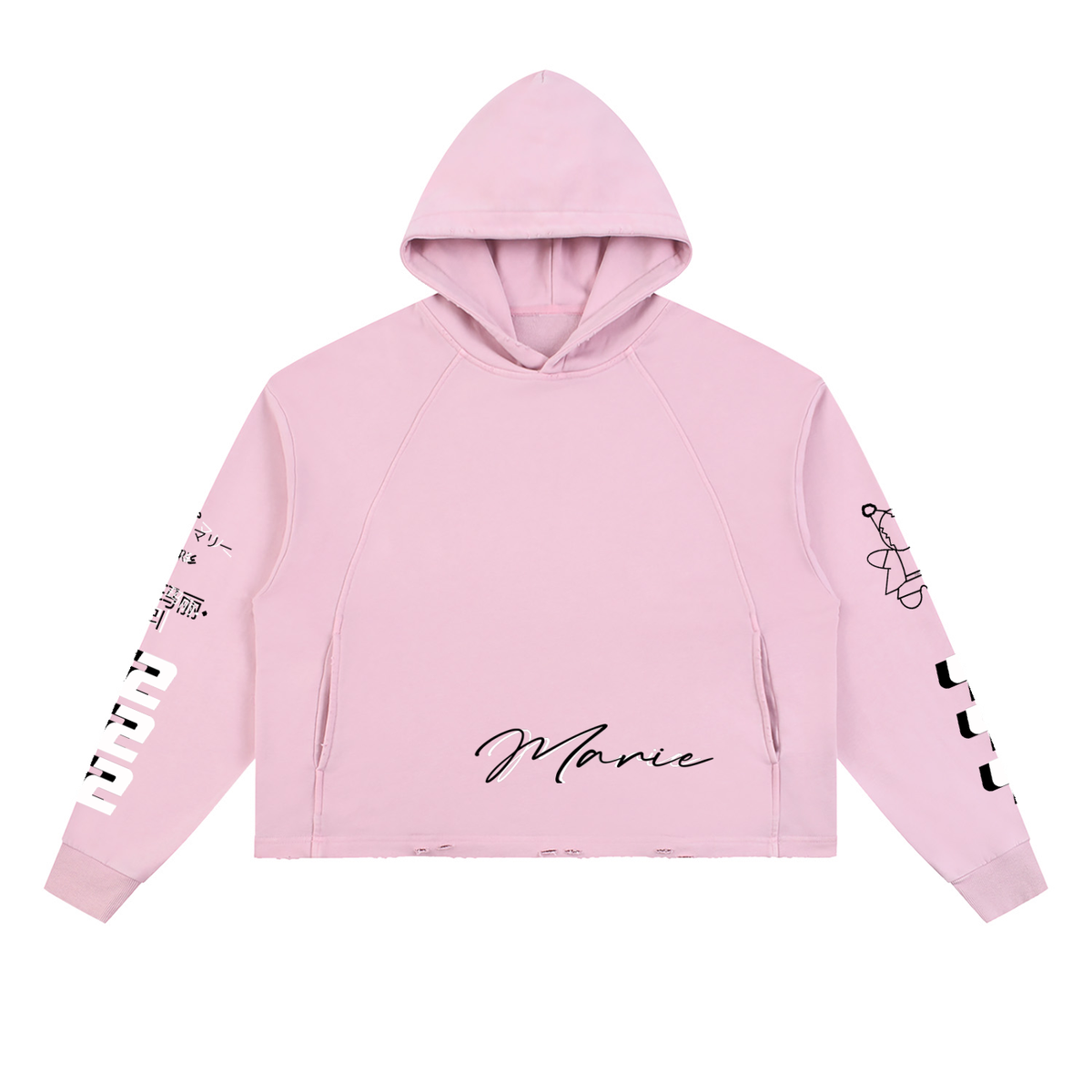 Vintage Washed Frayed-Hem Hoodie