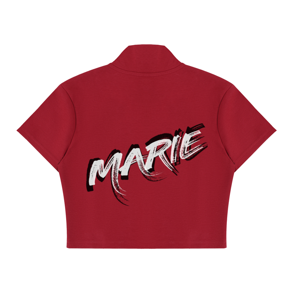 Women's Cropped Full Zip Short Sleeve T-Shirt
