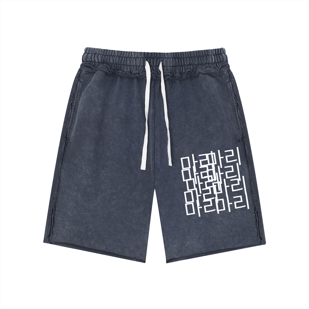 Unisex Mineral Wash Raw Edge Shorts