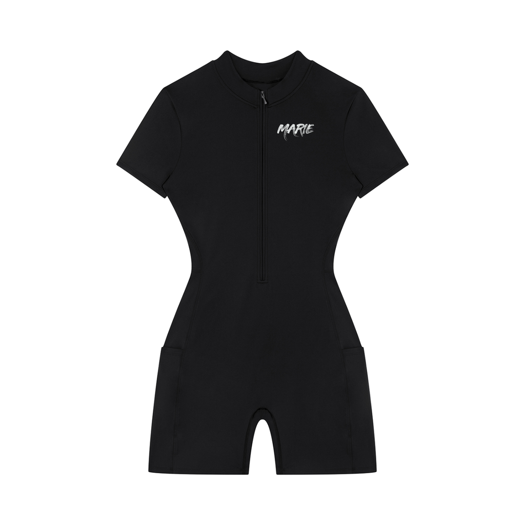 Women's Quarter-Zip Short Sleeve Romper