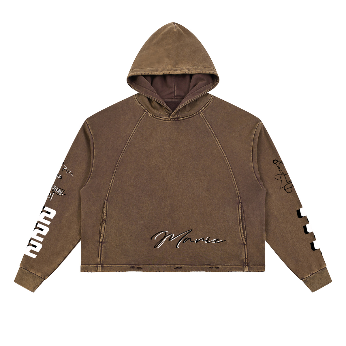 Vintage Washed Frayed-Hem Hoodie