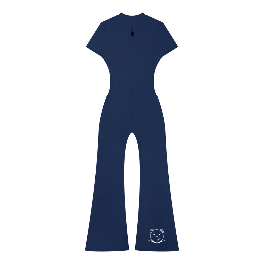 Women’s Tight Flared Leg Quarter-Zip Jumpsuit