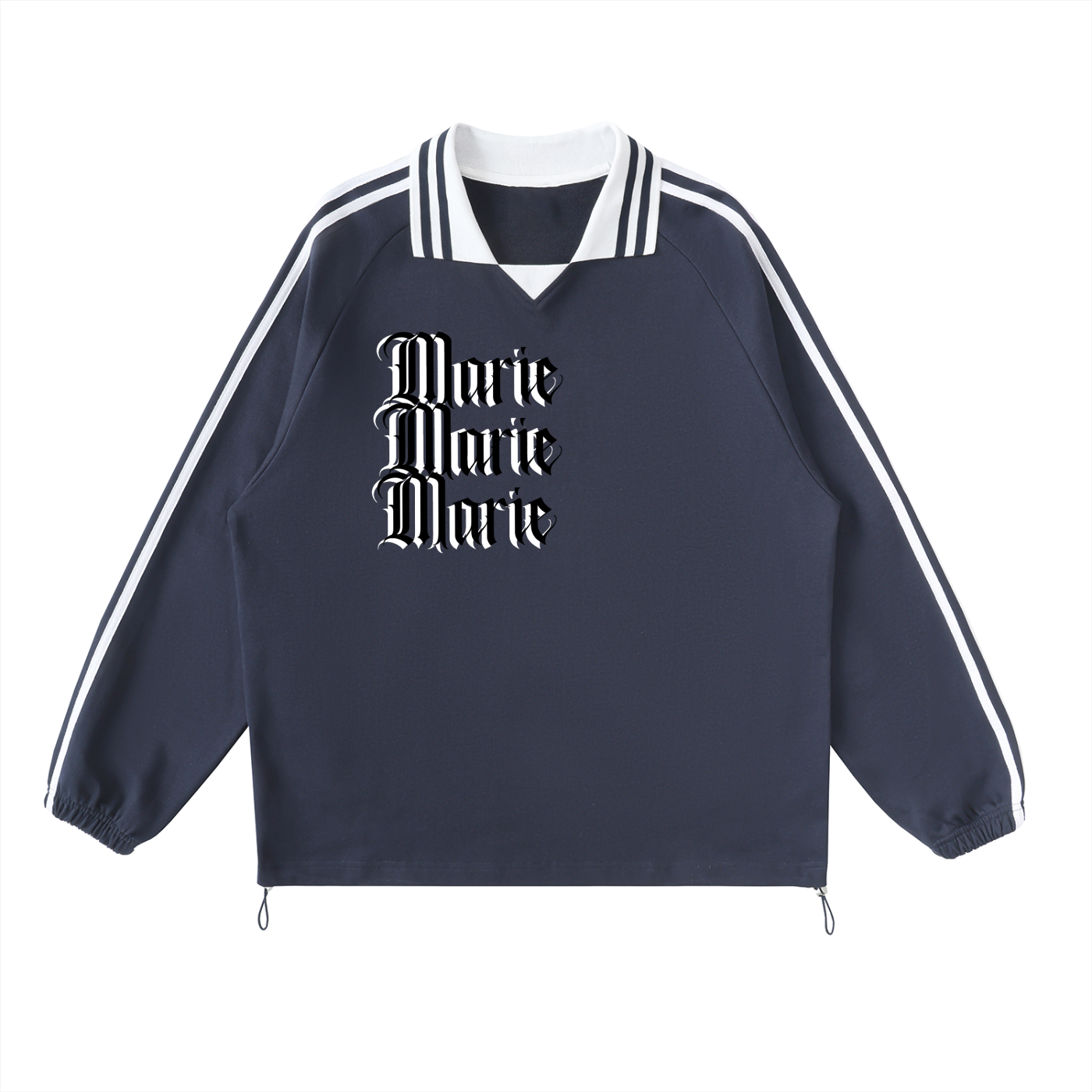 Contrast Striped Lapel Collar Sweatshirt