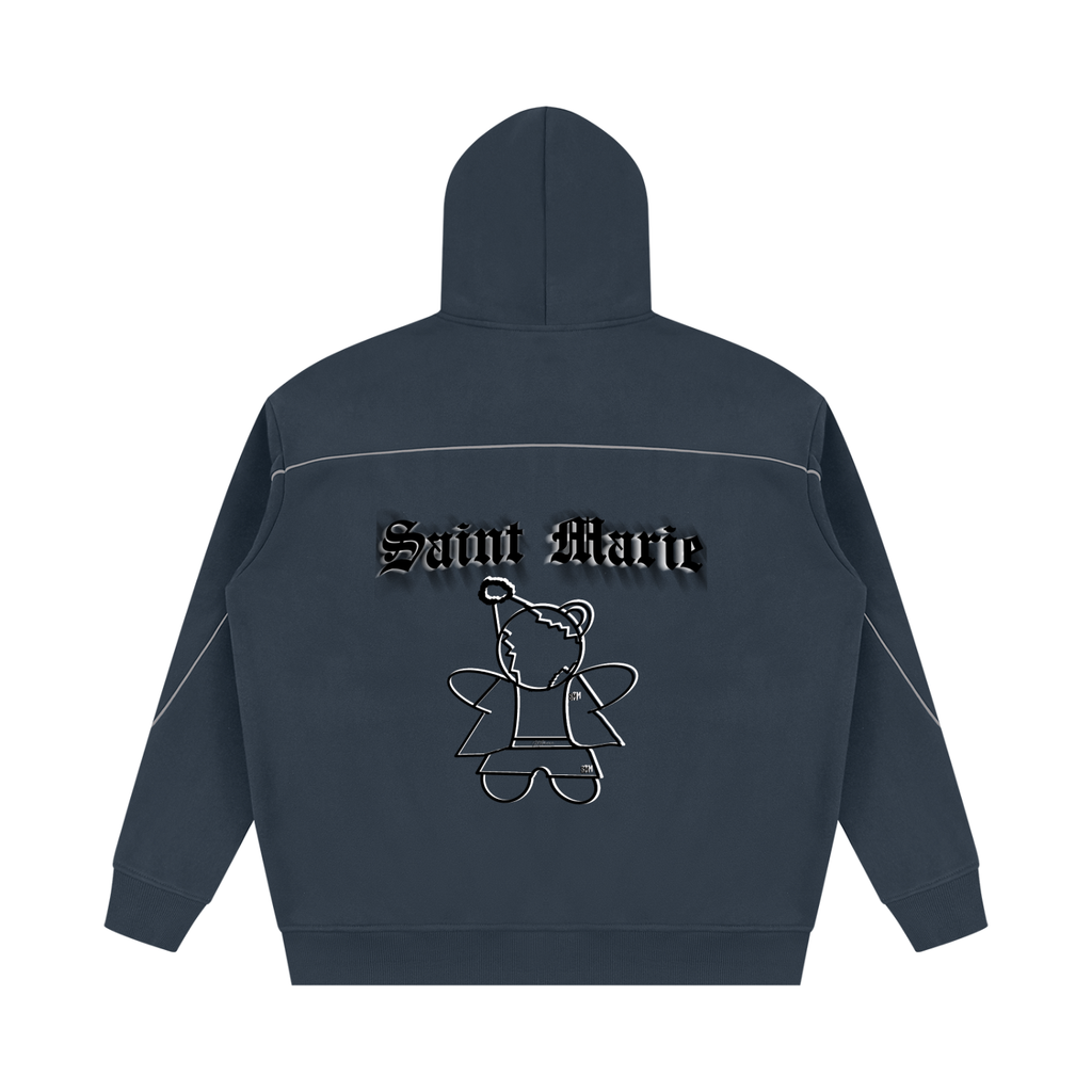 Unisex Oversized Piping Fleece Hoodie