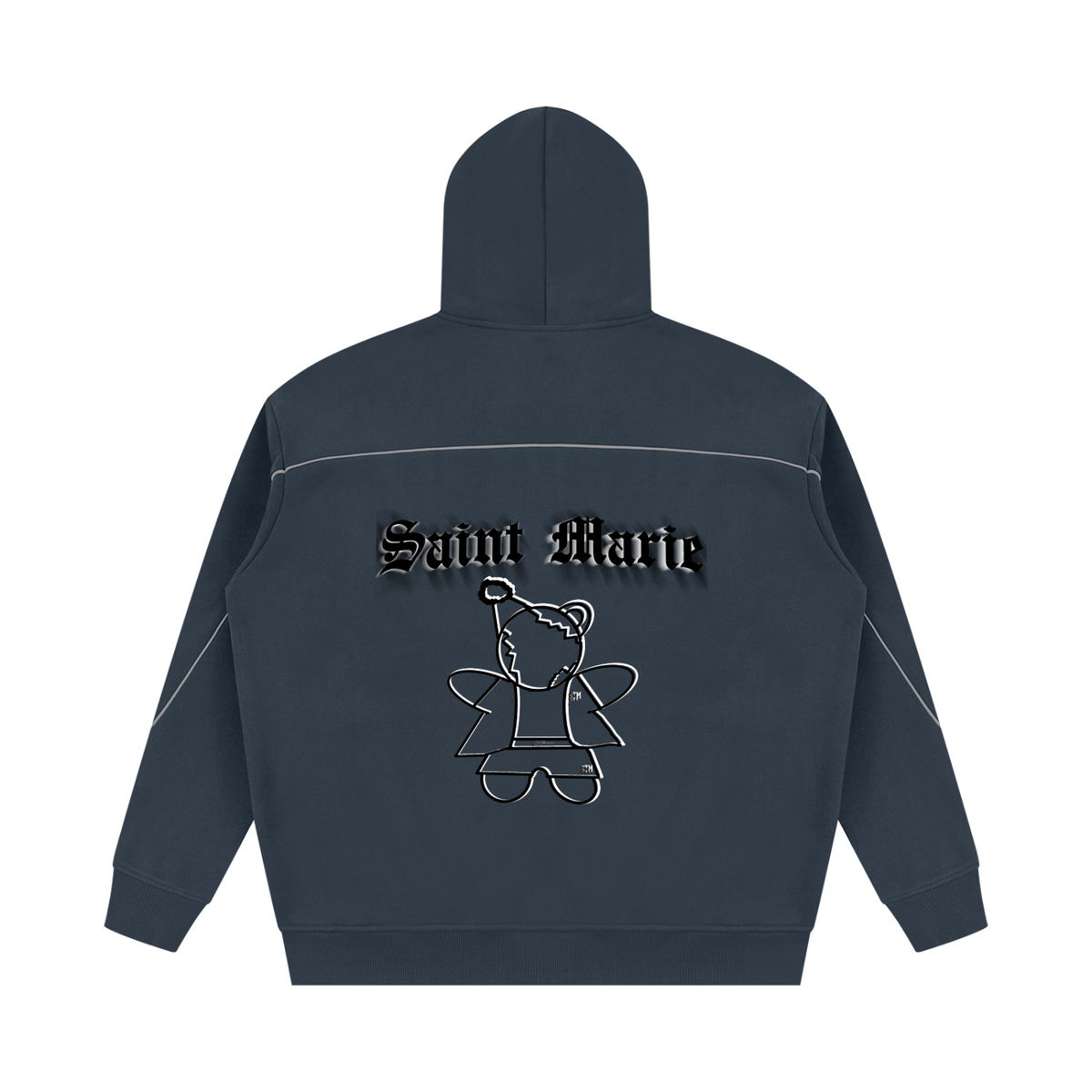 Unisex Oversized Piping Fleece Hoodie