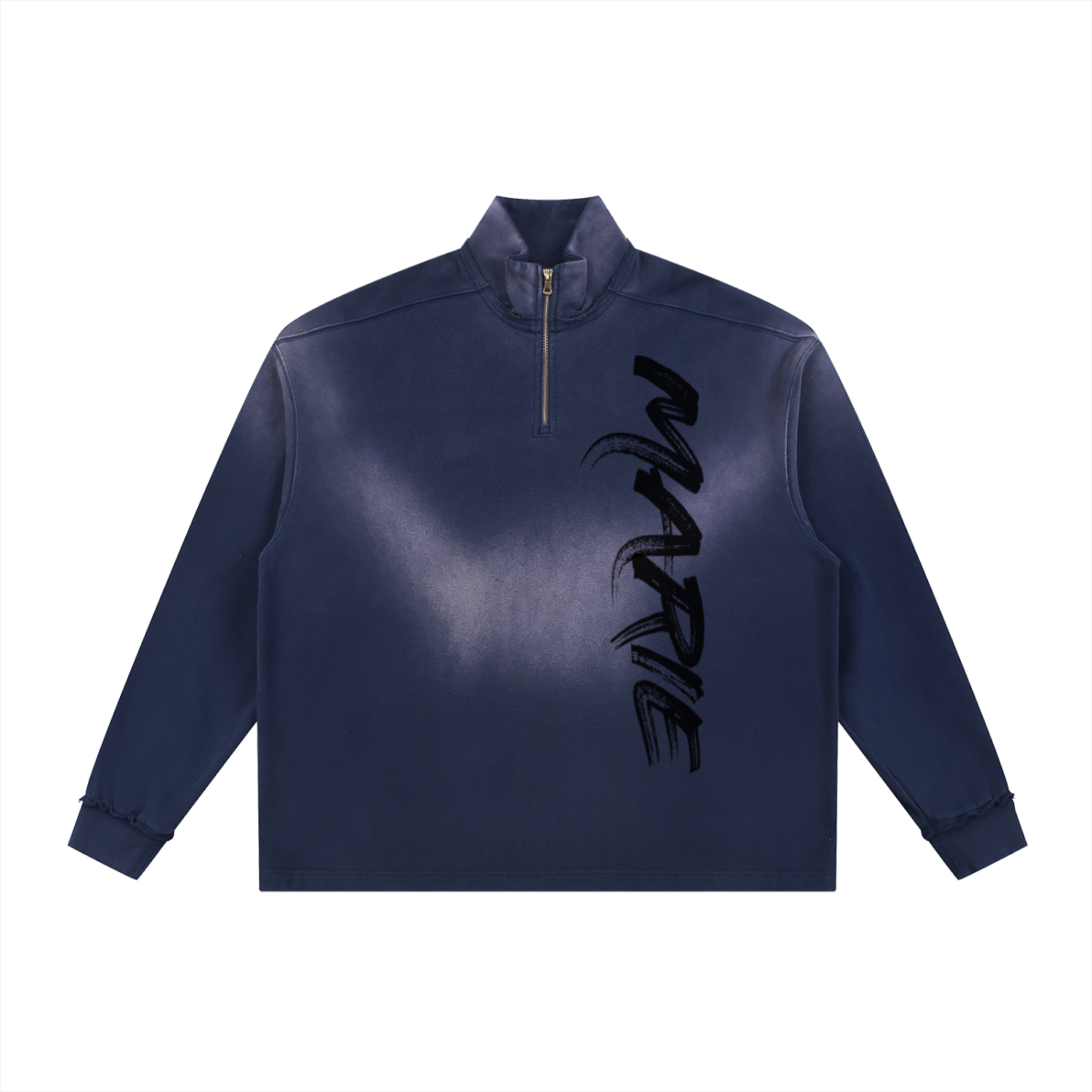 Sun Fade Raw Edge Quarter-Zip Sweatshirt