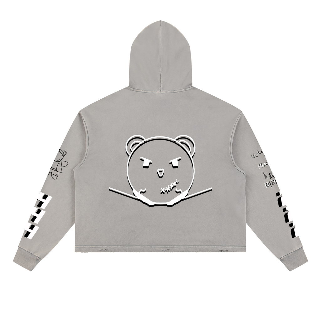 Vintage Washed Frayed-Hem Hoodie