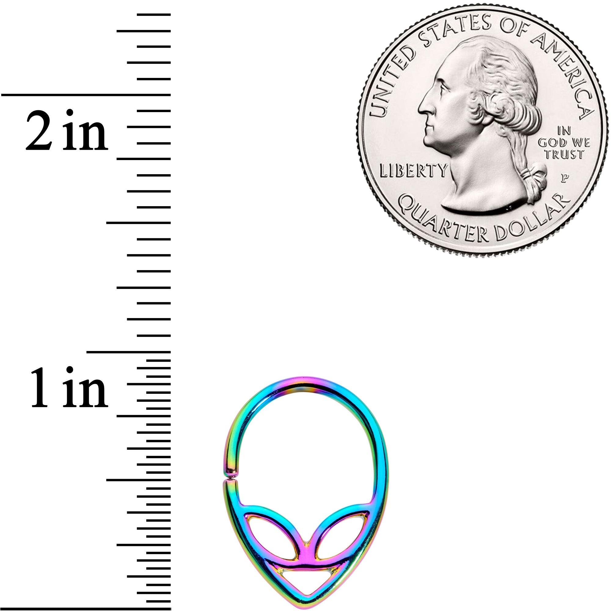 14G 1/2 Rainbow UFO Alien Nipple Ring Set