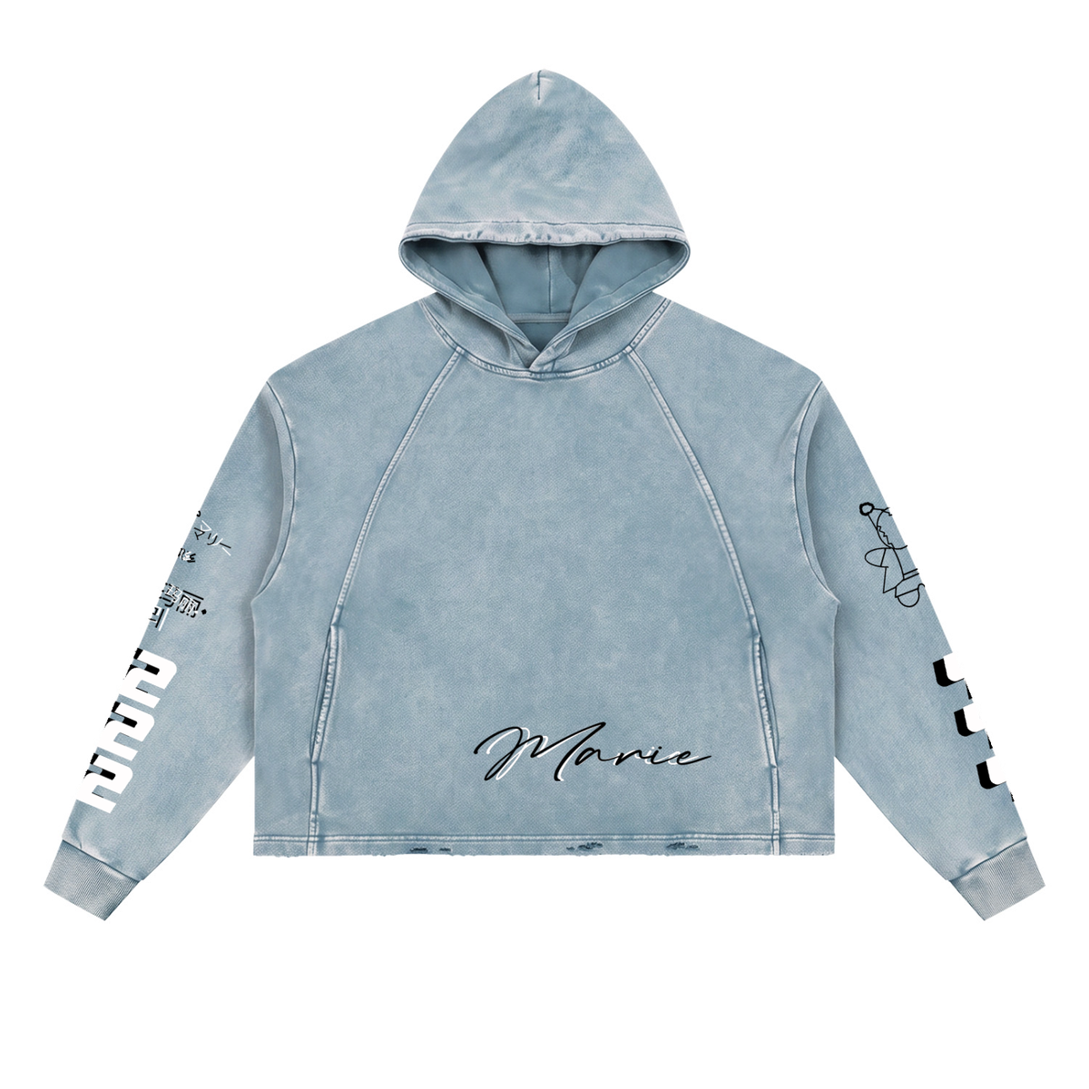 Vintage Washed Frayed-Hem Hoodie