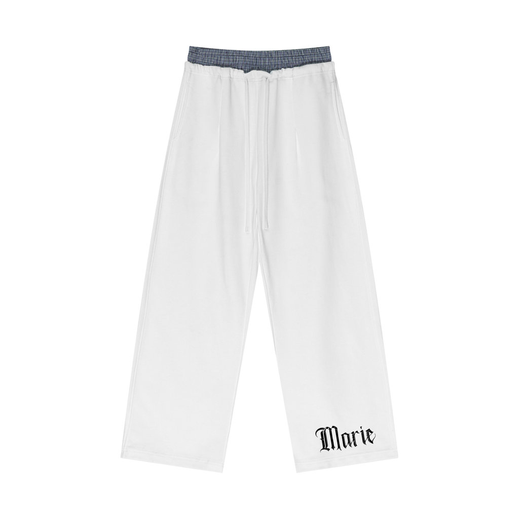 Plaid Contrast Waist Pants