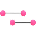 14G 9/16 Hot Pink Matte Barbell Nipple Ring Set