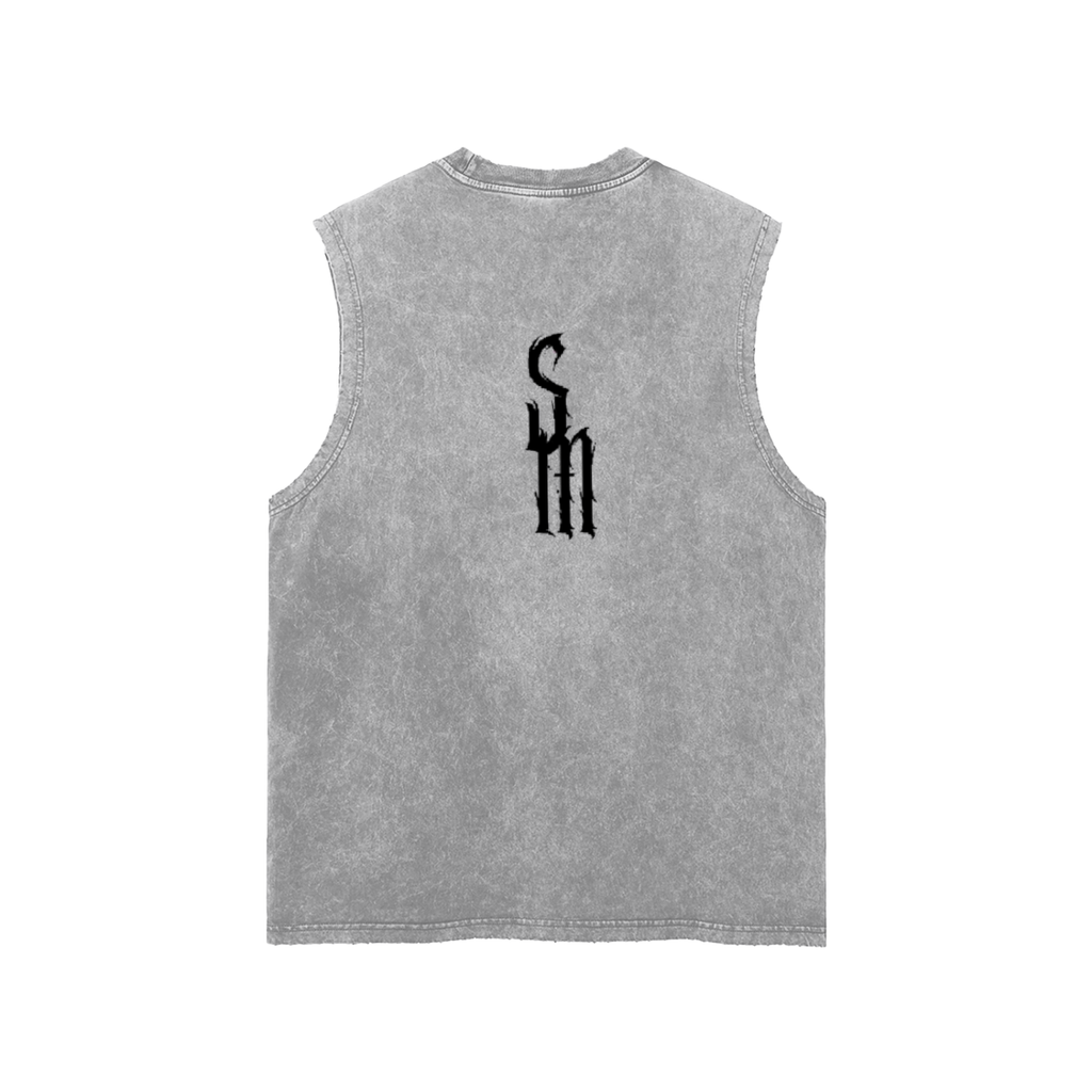 Snow Washed Frayed Hem Tank Top