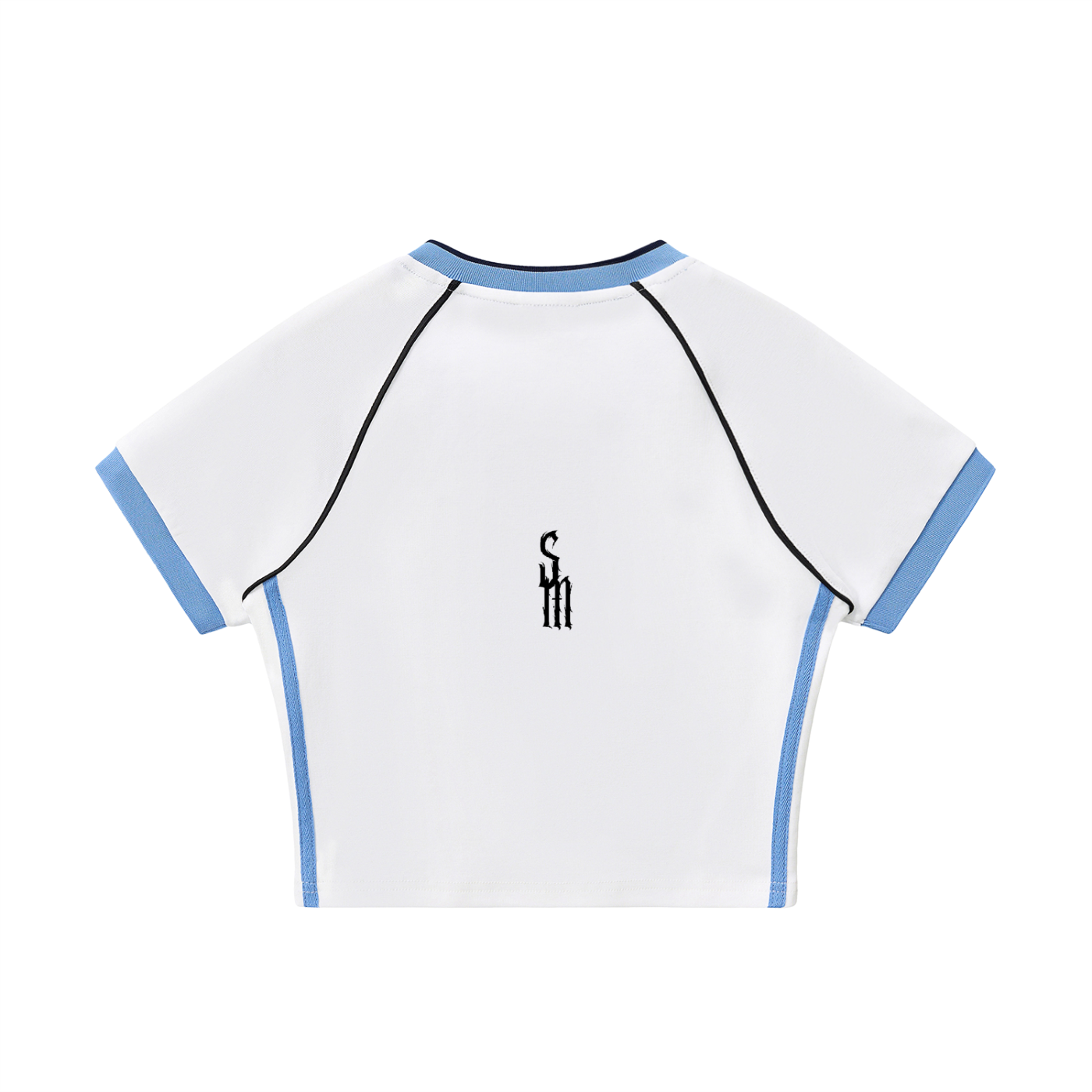 Contrast Trim V-Neck Crop T-Shirt