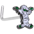 20G 7mm Black Green Mummy Halloween L Shaped Nose Ring
