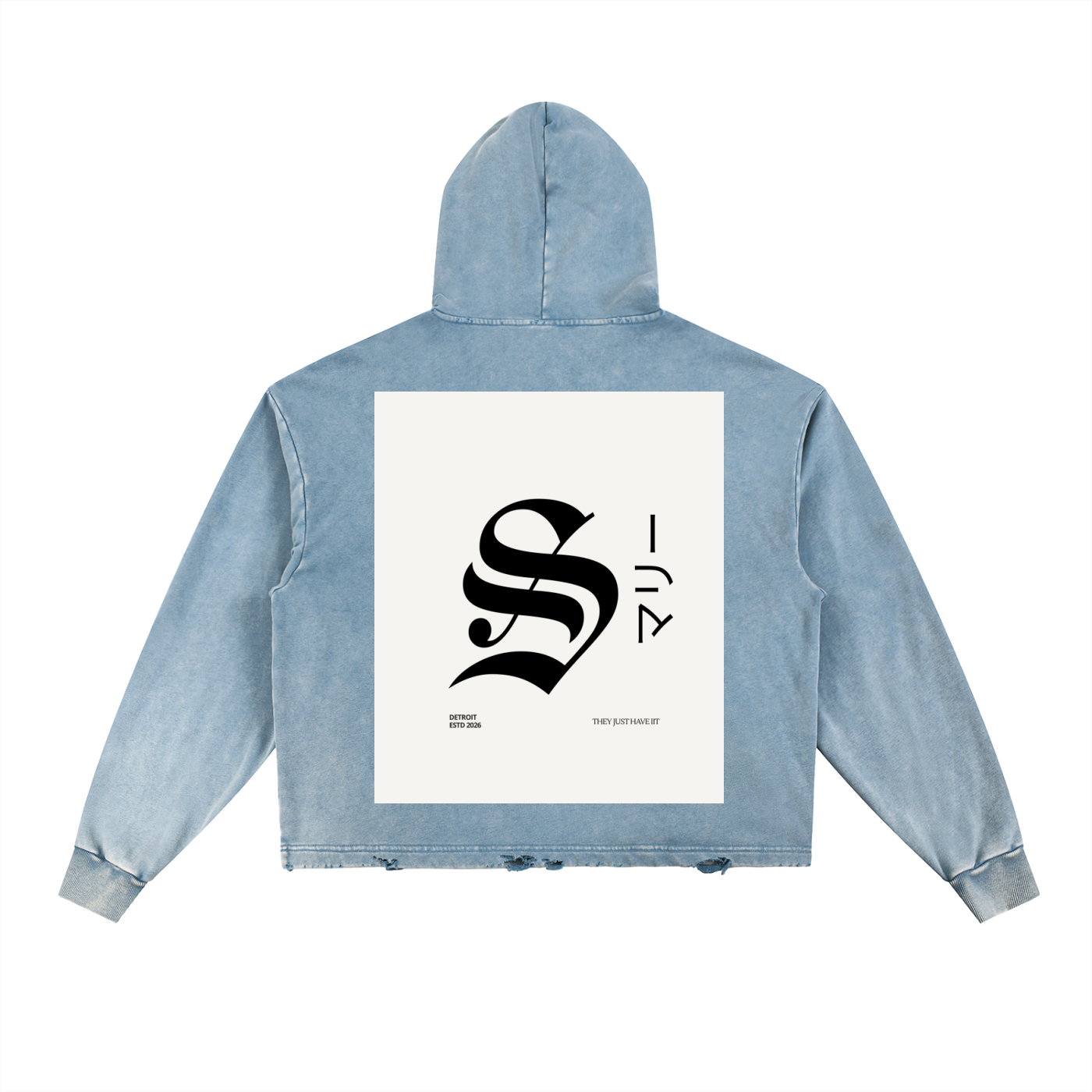 Vintage Washed Frayed-Hem Hoodie