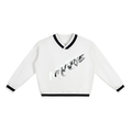 V-Neck Contrast Collar Boxy Sweatshirt