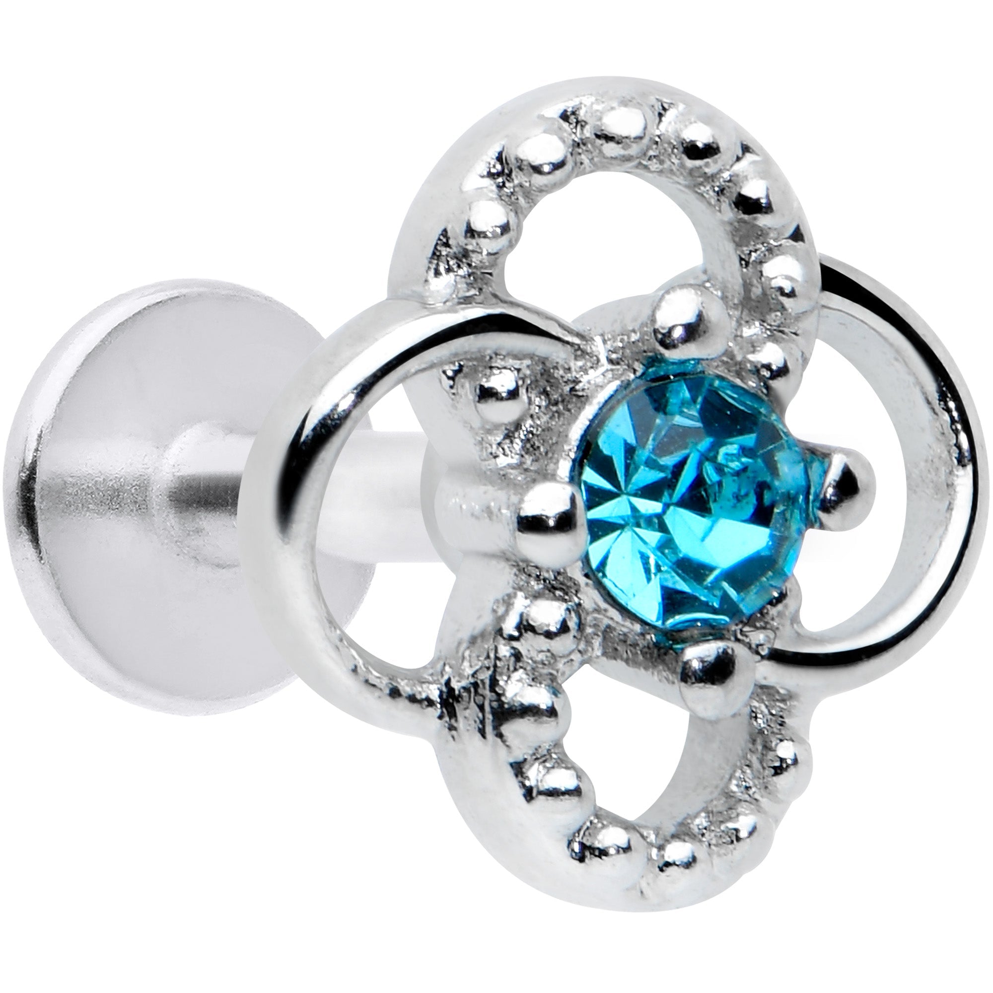 16G 1/4 Blue Gem Celtic Knot Cartilage Labret Monroe Tragus