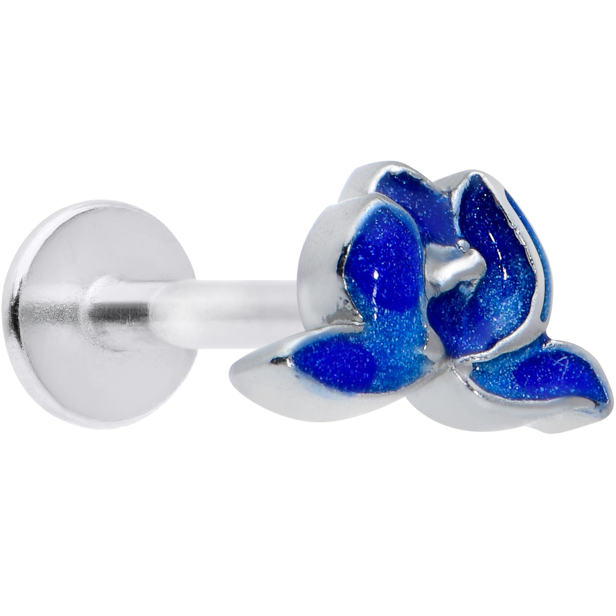 16G 5/16 Lovely Blue Lotus Flower Labret Monroe Tragus