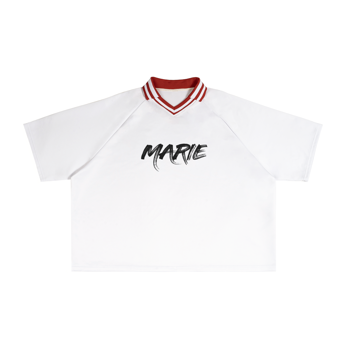 Contrast Lapel Collar Boxy T-Shirt