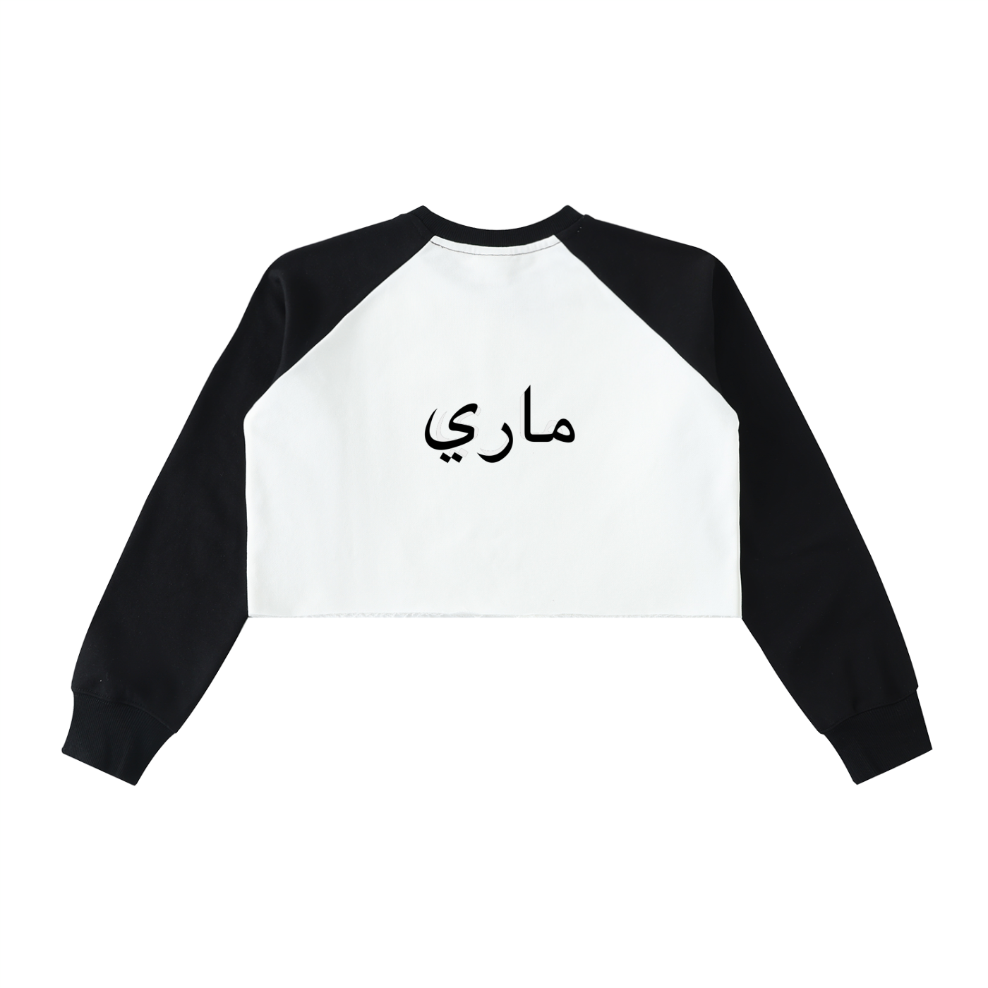 Raw-Hem Color-Block Raglan Crop Sweatshirt
