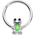 16G 3/8 Light Green Groovy Frog Hinged Segment Ring