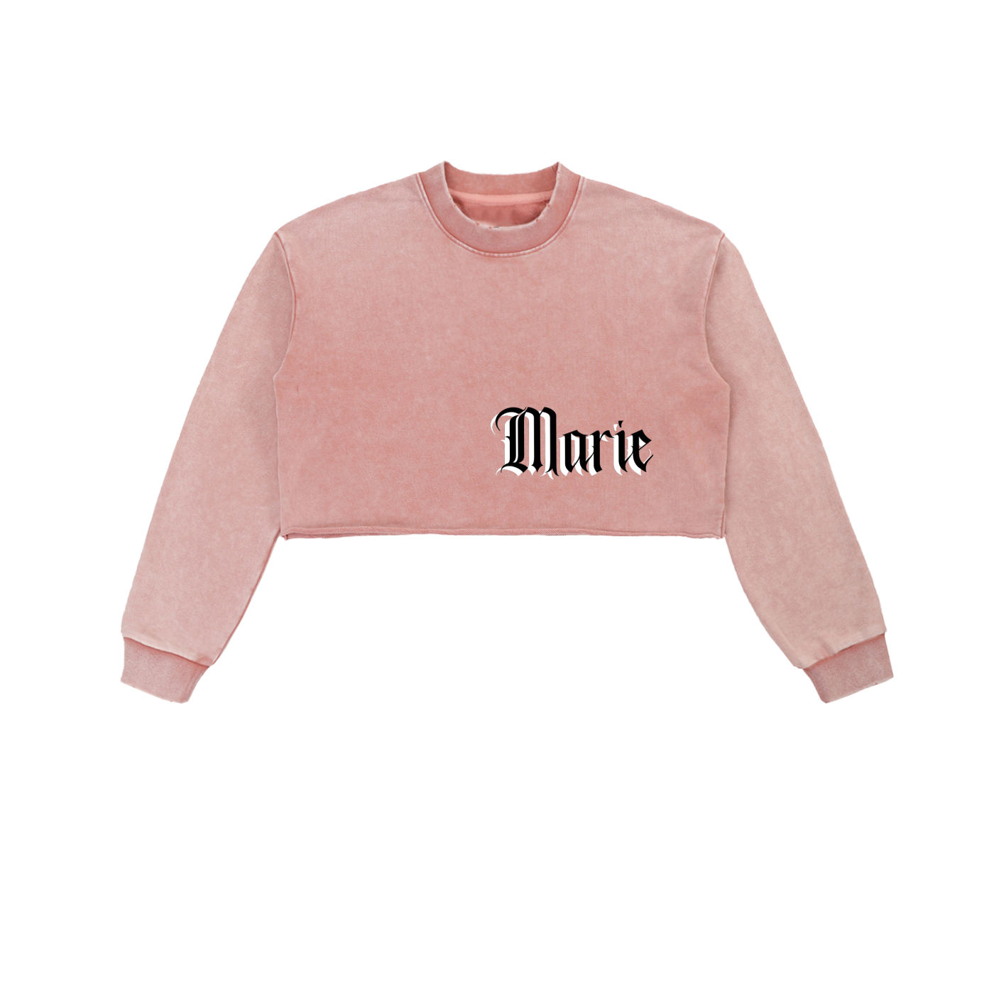 Snow Washed Raw Edge Cropped Sweatshirt