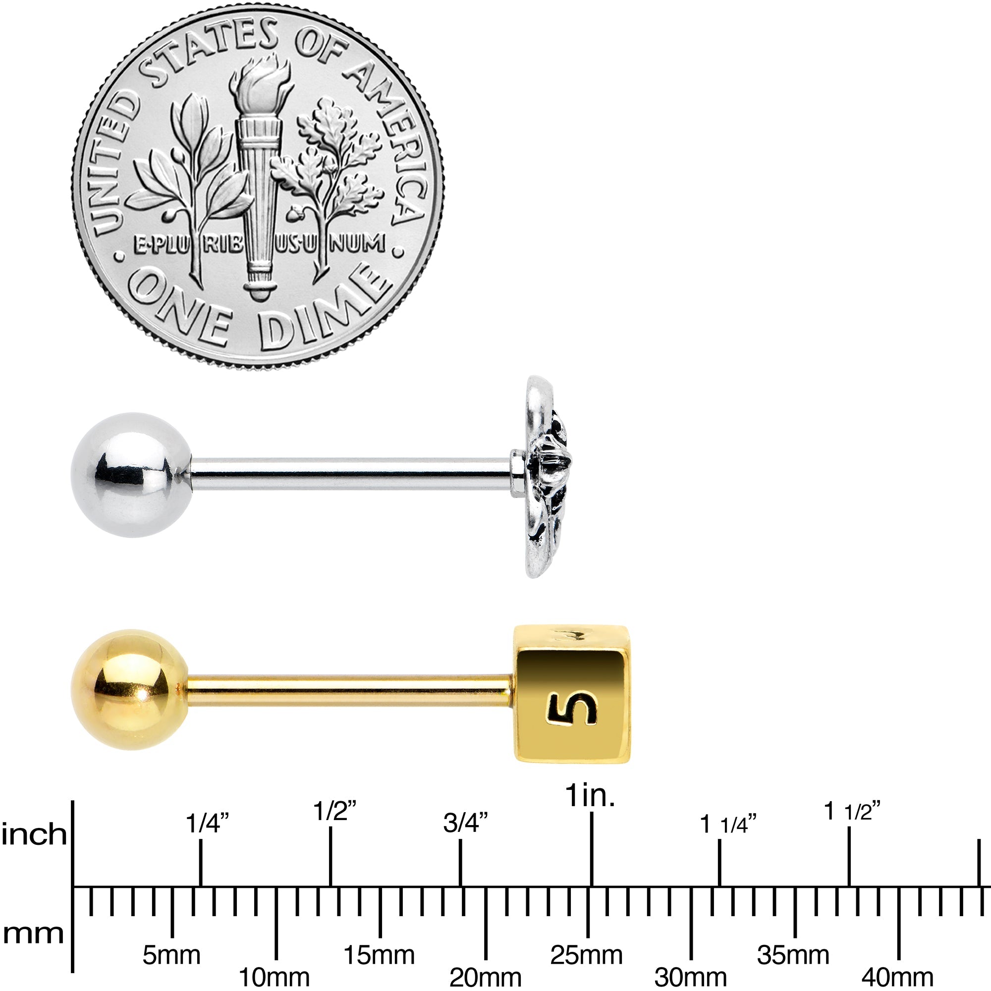 Officially Licensed Dungeons & Dragons Dice Barbell Tongue Ring  Set of 2