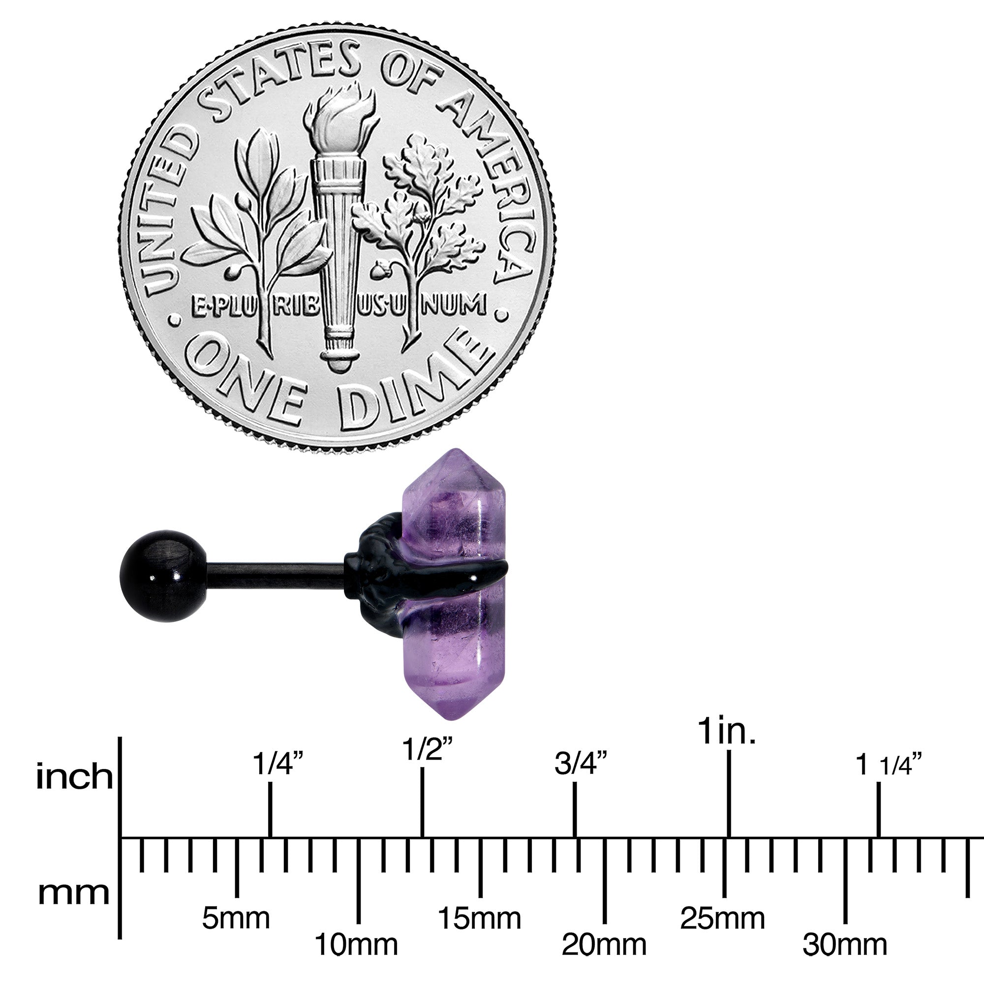 16G 1/4 Purple Amethyst Black Claw Obelisk Cartilage Earring