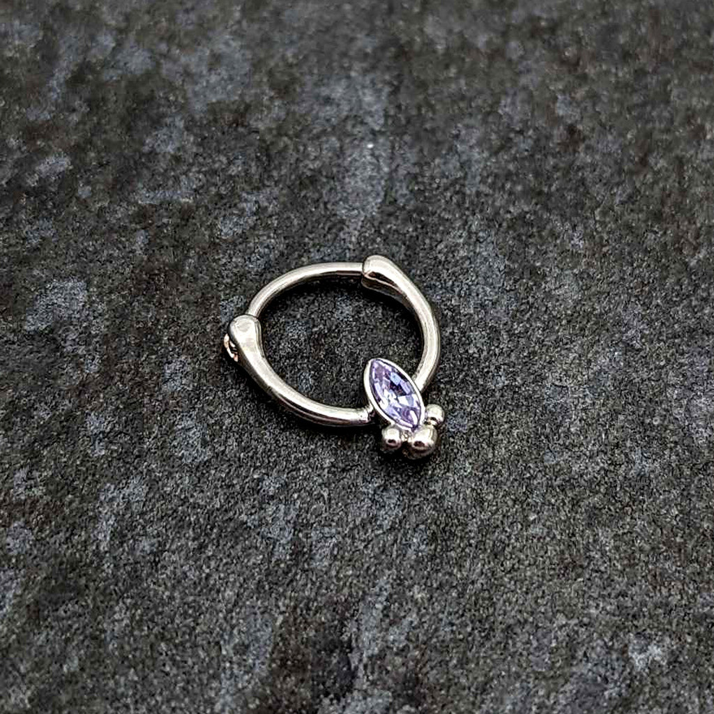16G 5/16 Purple Gem Deco Oval Cartilage Clicker