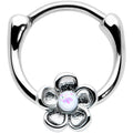 16G 5/16 White Faux Opal Sweetheart Flower Cartilage Clicker
