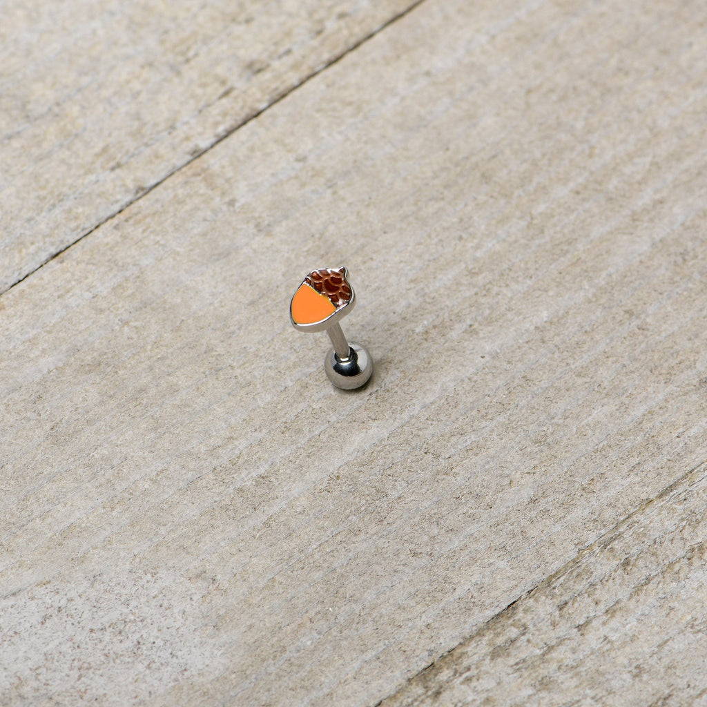 16G 5/16 Autumn Acorn Brown Orange Cartilage Tragus Earring