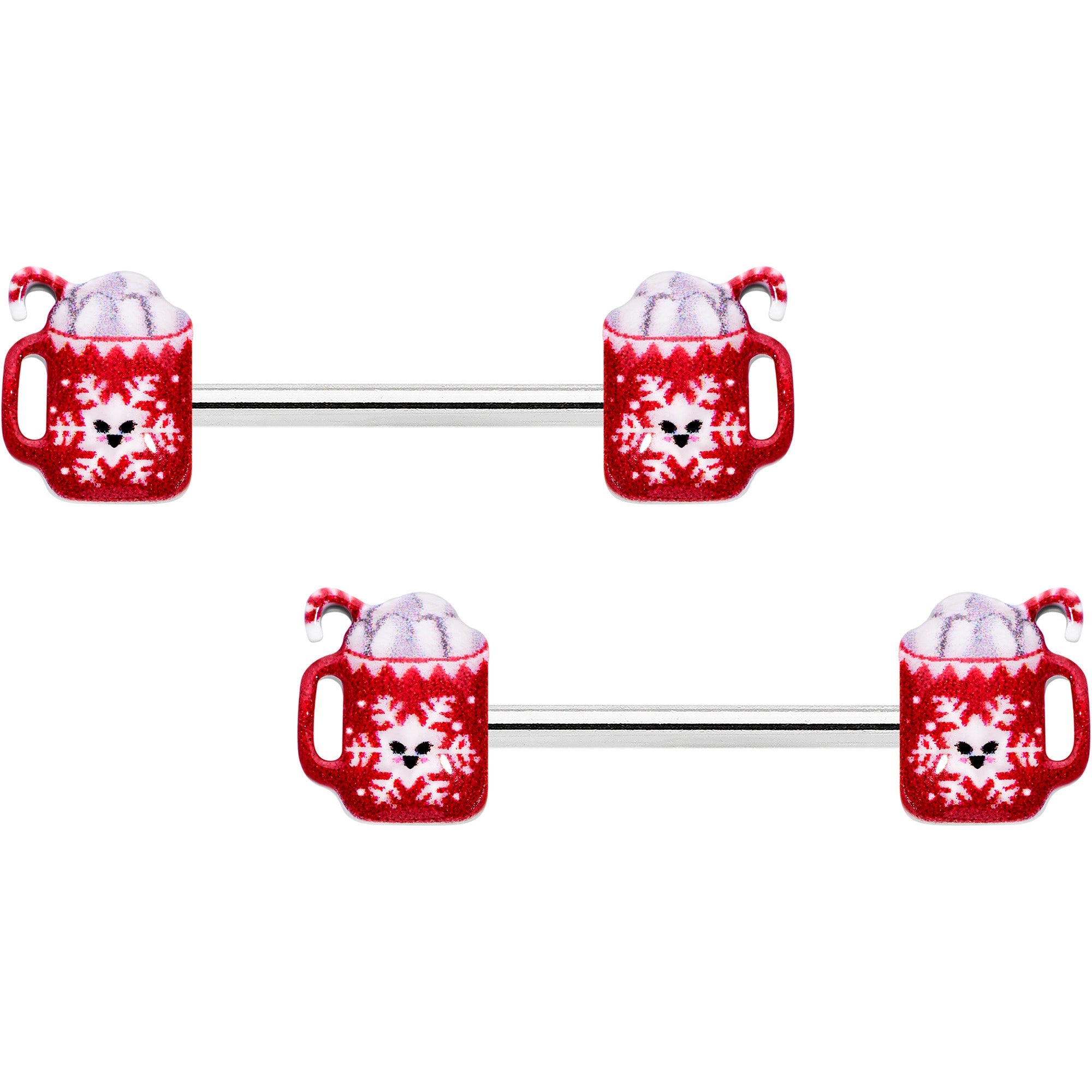 14G 9/16 Sweet Hot Cocoa Holiday Barbell Holiday Nipple Ring Set