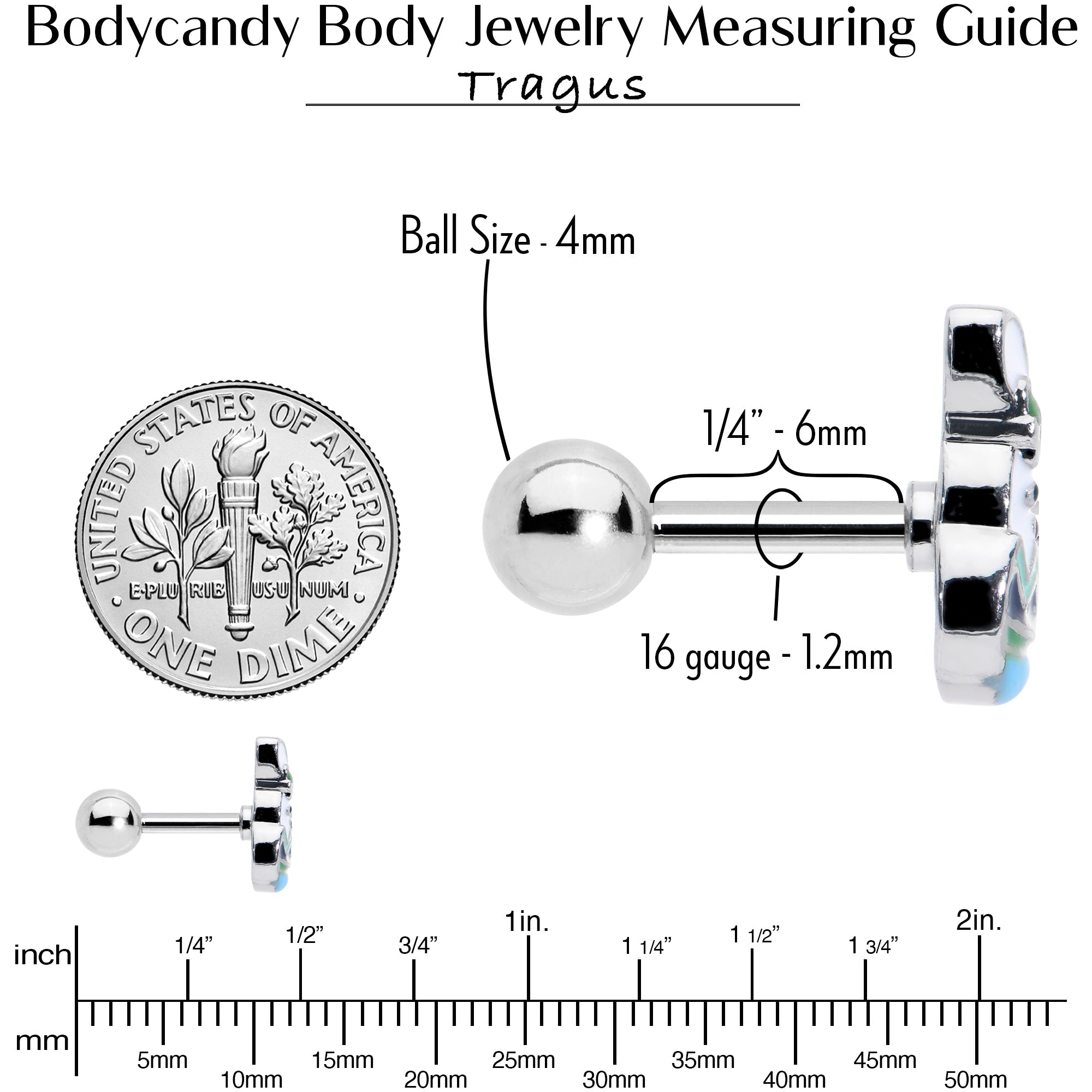 16G 1/4 Easter Egg Bunny Cartilage Tragus Earring