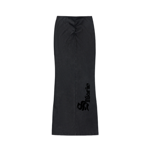 Dyed Washed Drawstring Maxi Skirt