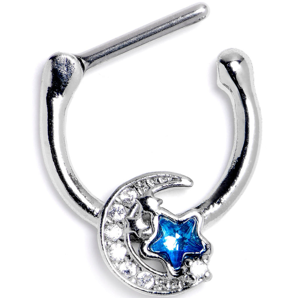 16G 5/16 Blue CZ Gem Starry Night Sky Cartilage Clicker