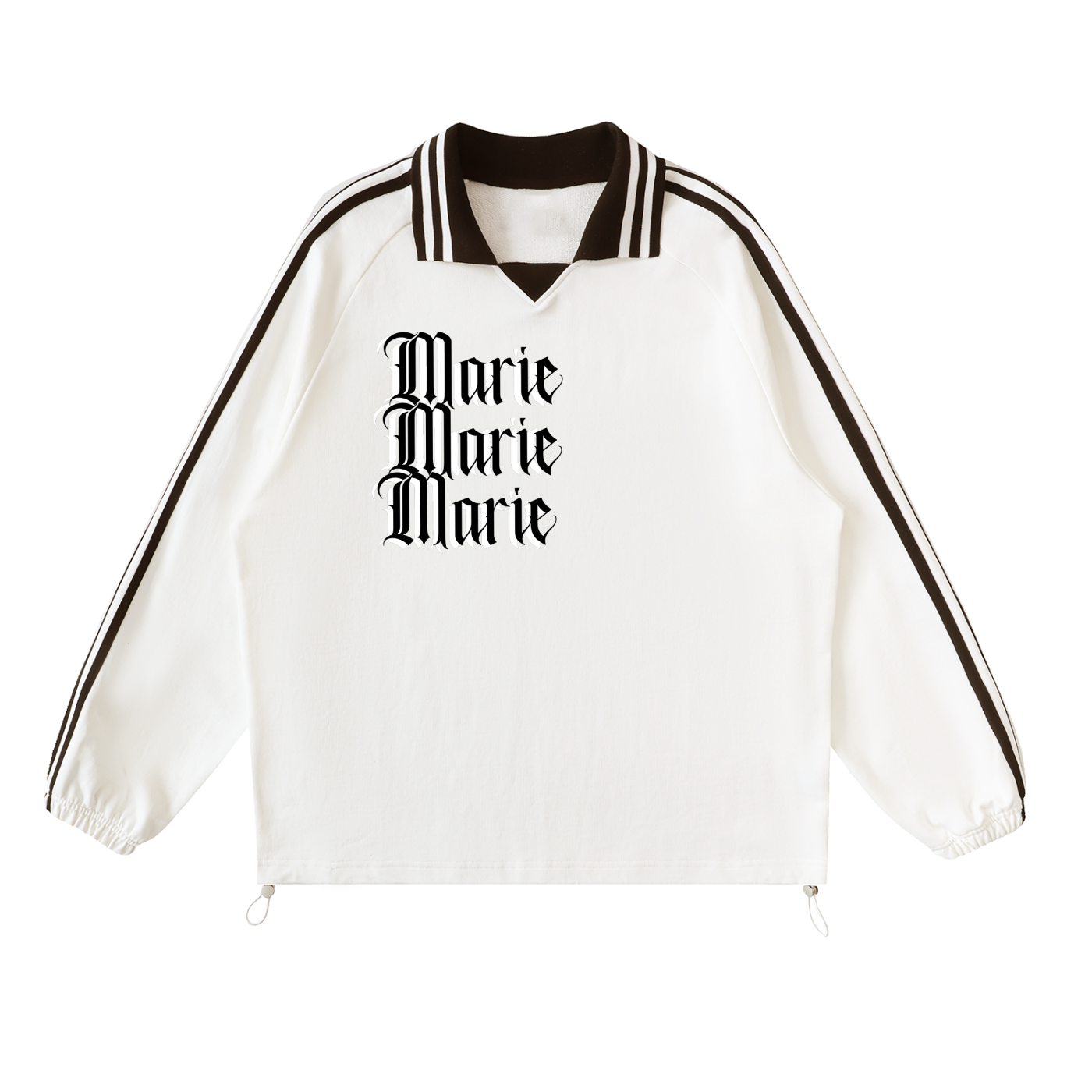 Contrast Striped Lapel Collar Sweatshirt