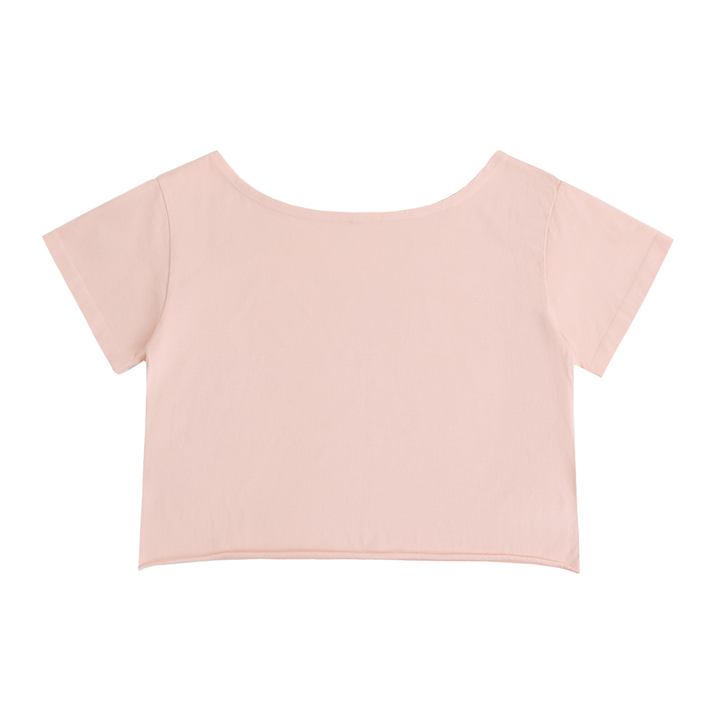 Off-Shoulder Rolled Hem Cotton T-Shirt