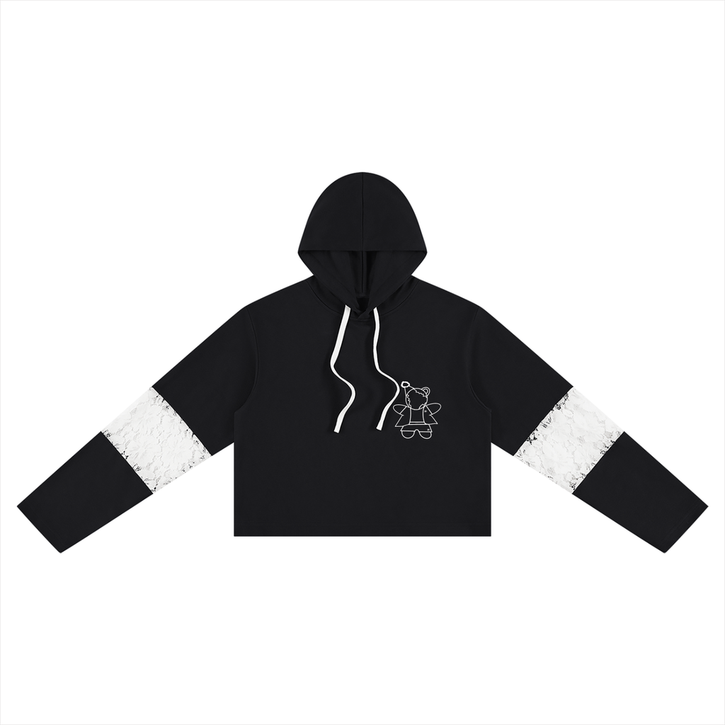 Women’s Cropped Lace-Panel Hoodie