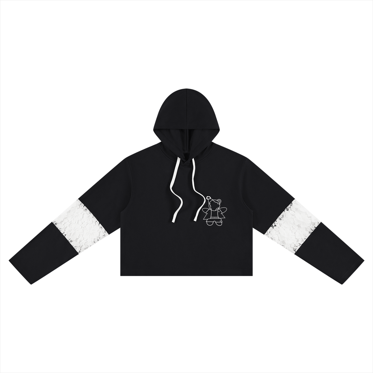 Women’s Cropped Lace-Panel Hoodie