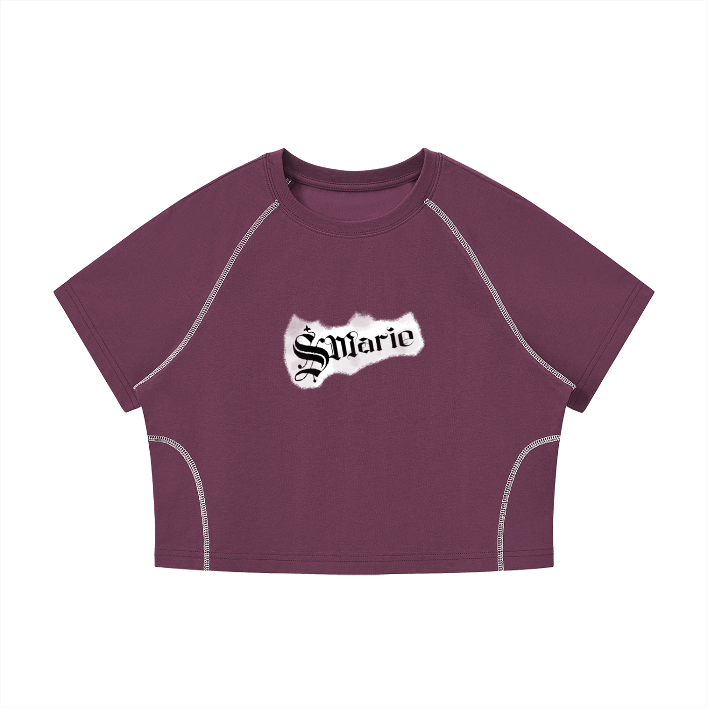 Women's Contrast Stitch Raglan Crop T-Shirt