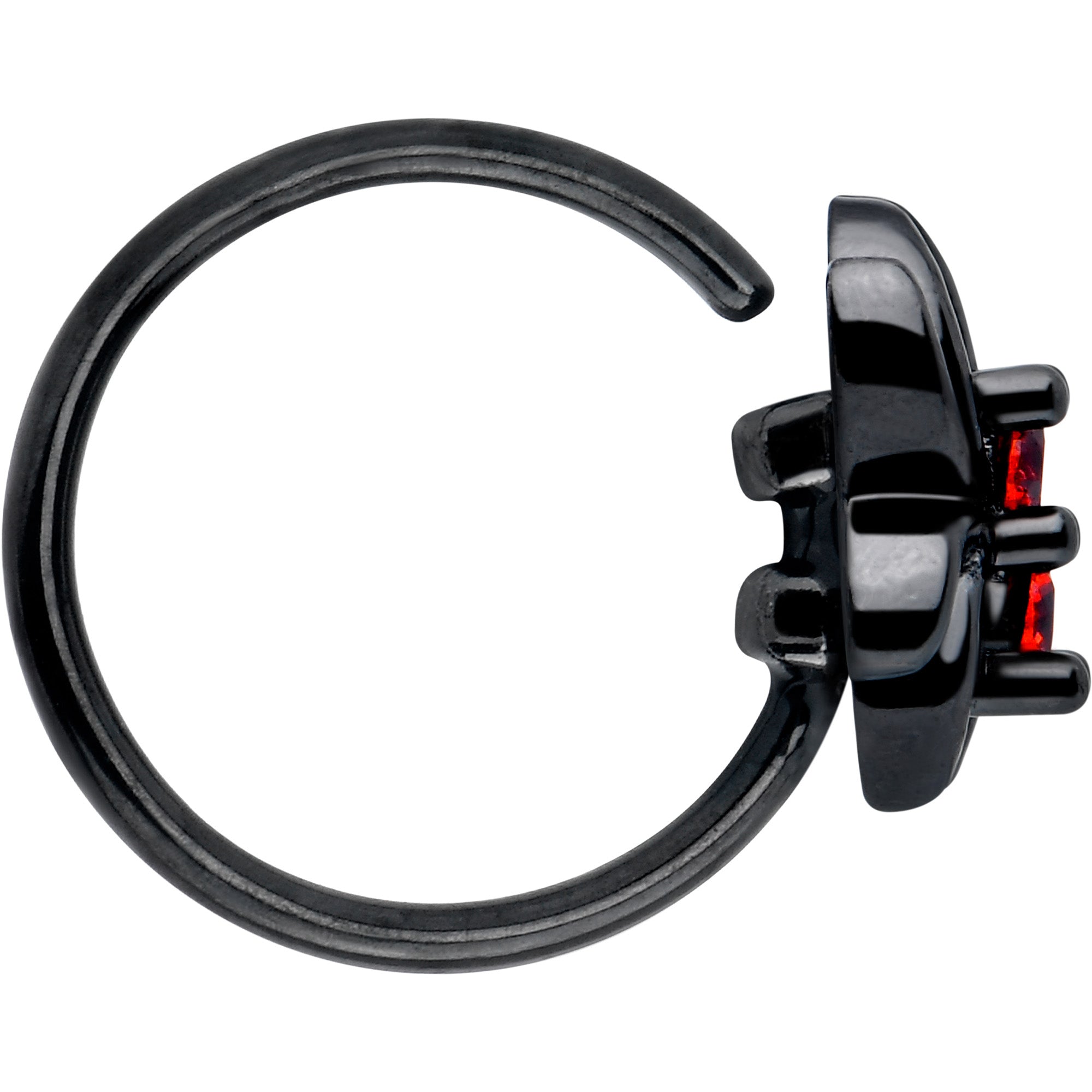 20G 5/16 Red CZ Gem Black Sleek Spider Nose Hoop