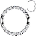 16G Implant Grade Titanium CZ Double Row Hoop Segment Ring