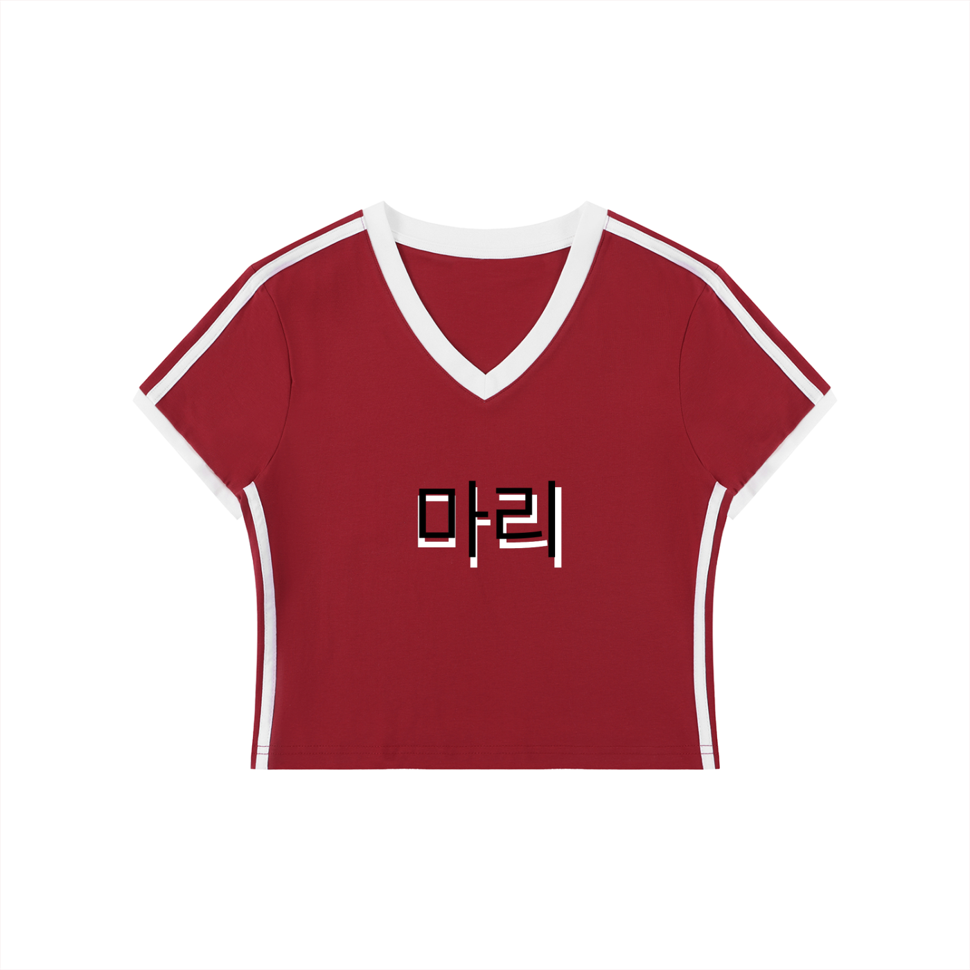 Women's Retro Binding V-Neck Crop T-Shirt