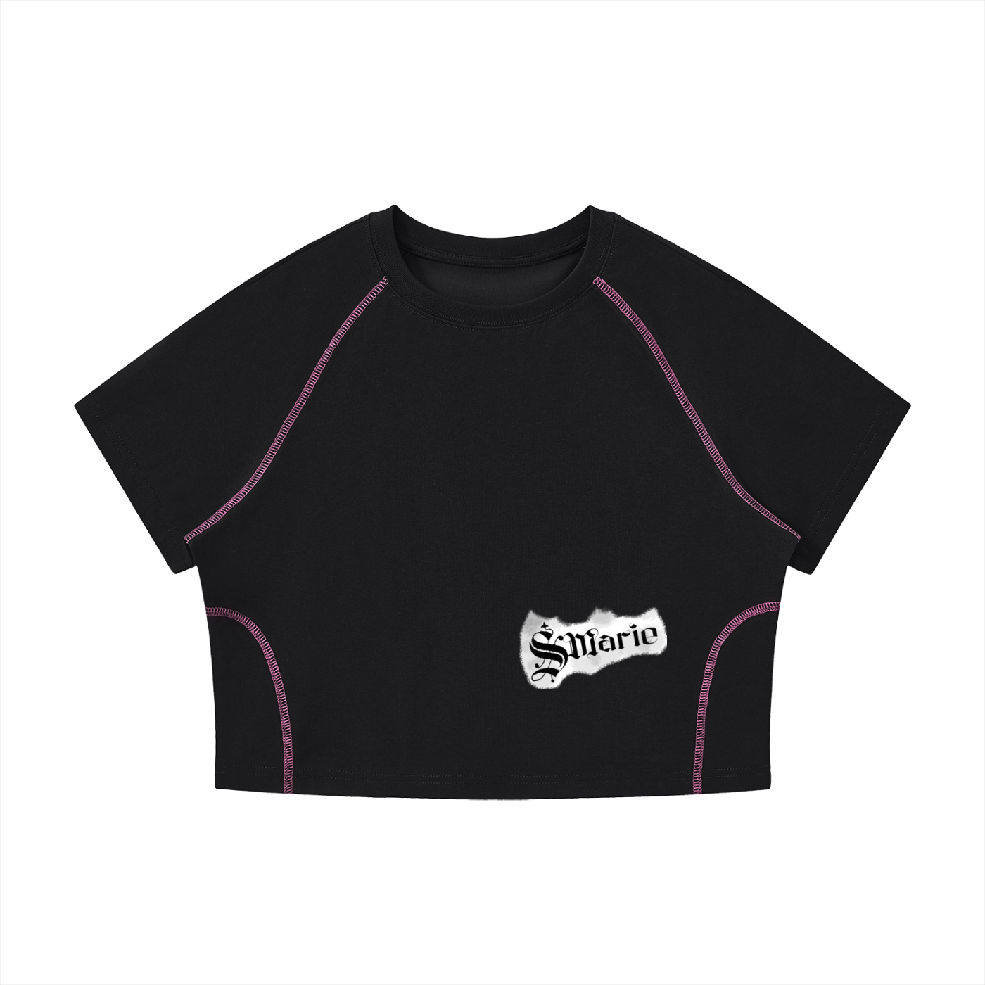 Women's Contrast Stitch Raglan Crop T-Shirt