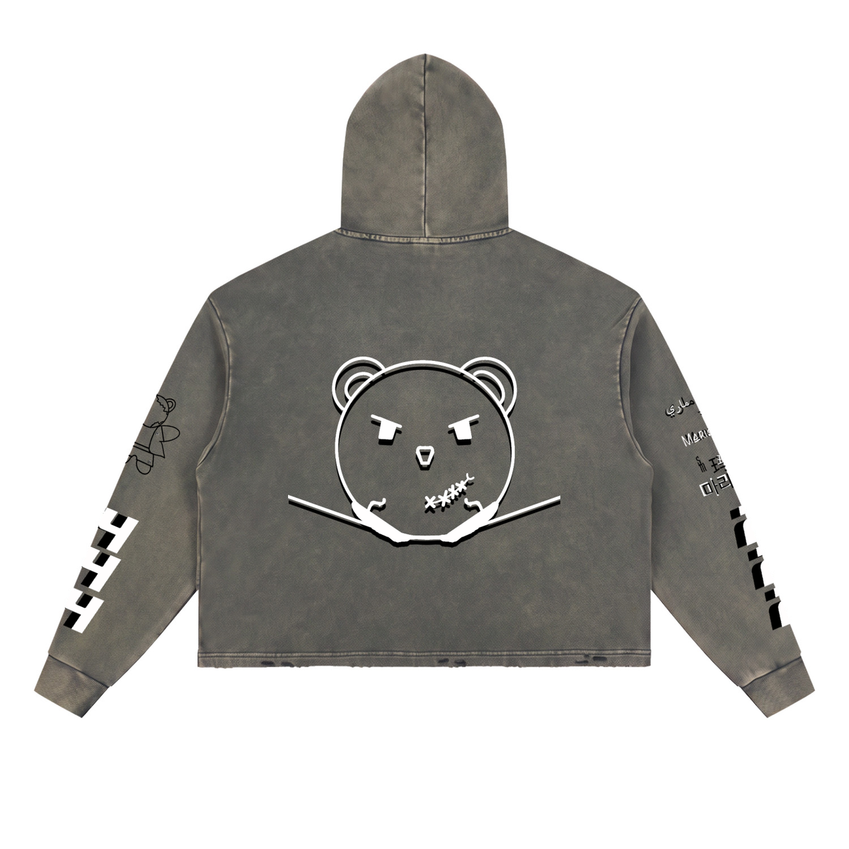 Vintage Washed Frayed-Hem Hoodie